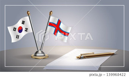 Small national flag of South Korea and Faroe Islands flag Relation, Template Vector Illustration Small national flag of South Korea and Faroe Islands flag Relation, Template Vector Illustration 139968422