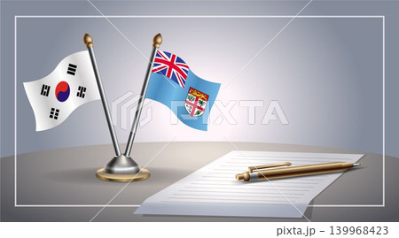 Small national flag of South Korea and Fiji flag Relation, Template Vector Illustration 139968423