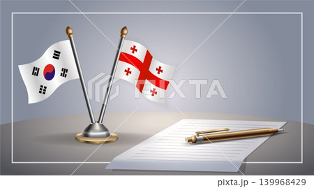 Small national flag of South Korea and Georgia Republic flag Relation, Template Vector Illustration Small national flag of South Korea and Georgia Republic flag Relation, Template Vector Illustration 139968429