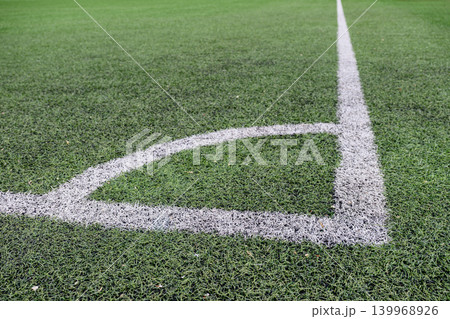 Soccer Field Corner Marking On Artificial Grass Soccer Field Corner Marking On Artificial Grass 139968926