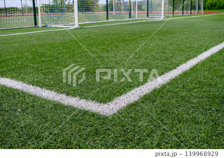 Soccer Field Corner With Goal On Turf Soccer Field Corner With Goal On Turf 139968929