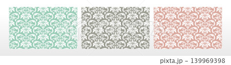 Wallpapers in the style of Baroque.. Set of colored floral ornaments. Seamless vector backgrounds Graphic patterns for fabric, wallpaper, packaging. Ornate Damask flower illustration 139969398