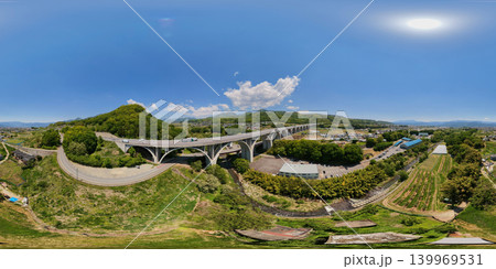 上田ローマン橋(360度パノラマ写真)長野県上田市 (ドローンによる空撮) 上田ローマン橋(360度パノラマ写真)長野県上田市 (ドローンによる空撮) 139969531