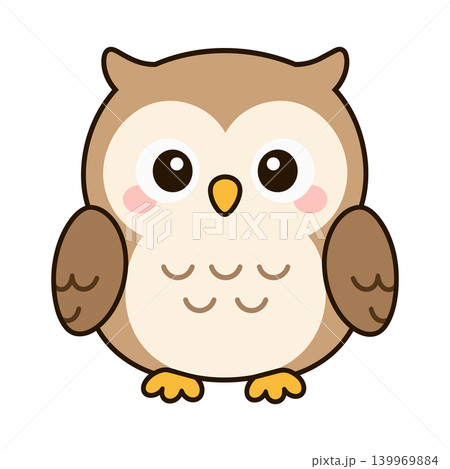 かわいいフクロウキャラクター シンプルで親しみやすい動物イラスト かわいいフクロウキャラクター シンプルで親しみやすい動物イラスト 139969884