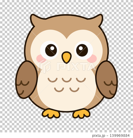かわいいフクロウキャラクター シンプルで親しみやすい動物イラスト かわいいフクロウキャラクター シンプルで親しみやすい動物イラスト 139969884