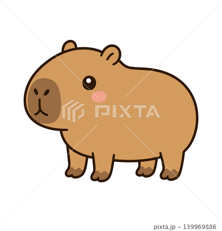 シンプルなカピバライラスト やさしい色合いのほのぼの動物素材 シンプルなカピバライラスト やさしい色合いのほのぼの動物素材 139969886