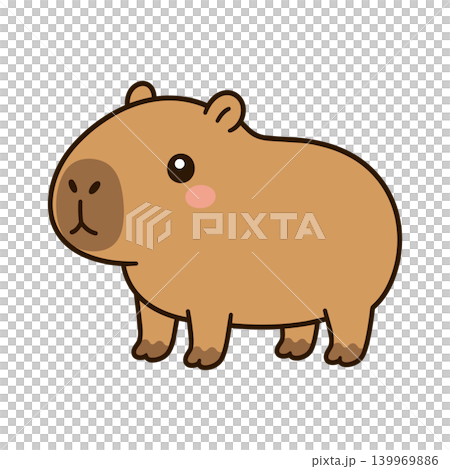 シンプルなカピバライラスト やさしい色合いのほのぼの動物素材 シンプルなカピバライラスト やさしい色合いのほのぼの動物素材 139969886