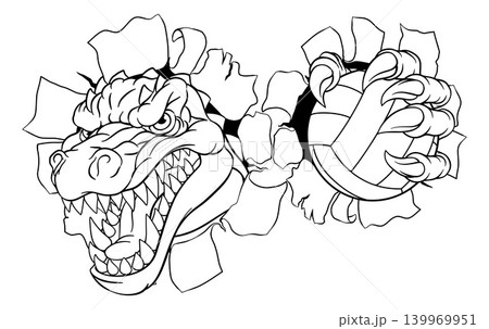 Alligator Crocodile Dinosaur Volleyball Mascot Alligator Crocodile Dinosaur Volleyball Mascot 139969951