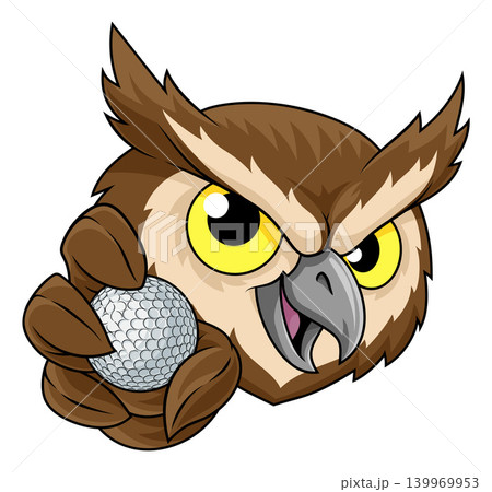 Owl Bird Golf Ball Cartoon Sport Team Mascot 139969953