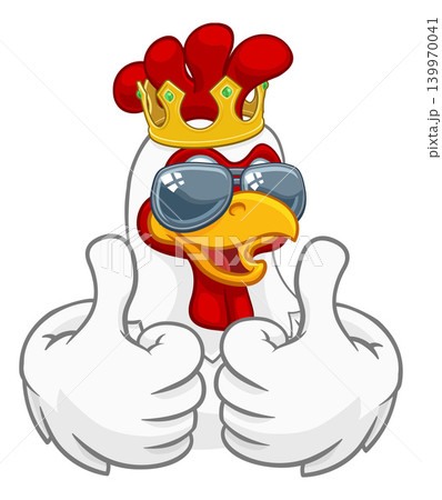 Cool King Chicken Rooster Cockerel Bird Cartoon Cool King Chicken Rooster Cockerel Bird Cartoon 139970041