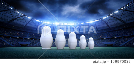 Russian dolls in the stadium at night Russian dolls in the stadium at night 139970055