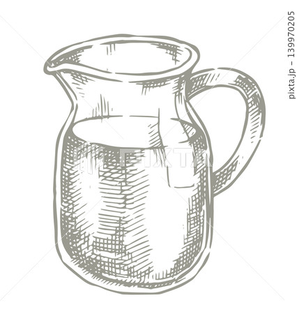 jug of milk. vector illustration in sketch style. vintage jug of milk. vector illustration in sketch style. vintage 139970205