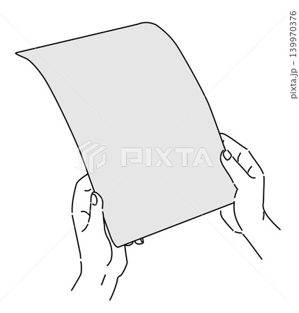 A4用紙を持つ手のモノトーンイラスト A4用紙を持つ手のモノトーンイラスト 139970376