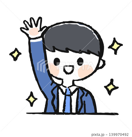 手を上げる学生のイラスト 手を上げる学生のイラスト 139970492
