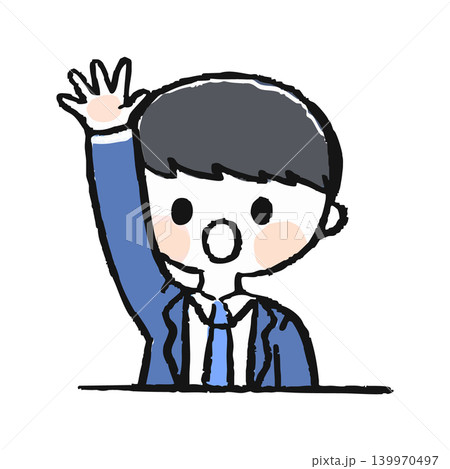 手を上げる学生のイラスト 139970497