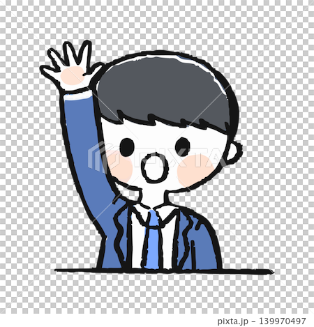 手を上げる学生のイラスト 139970497