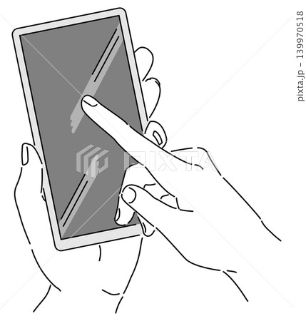 スマートフォンを操作する手のモノトーンイラスト スマートフォンを操作する手のモノトーンイラスト 139970518