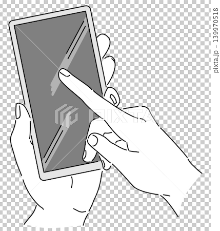 スマートフォンを操作する手のモノトーンイラスト スマートフォンを操作する手のモノトーンイラスト 139970518