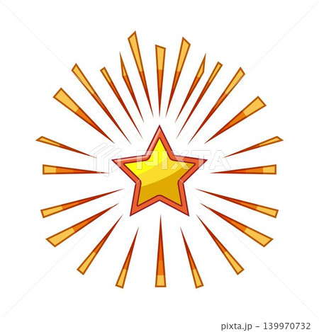 Shining golden star symbol radiating light rays Shining golden star symbol radiating light rays 139970732