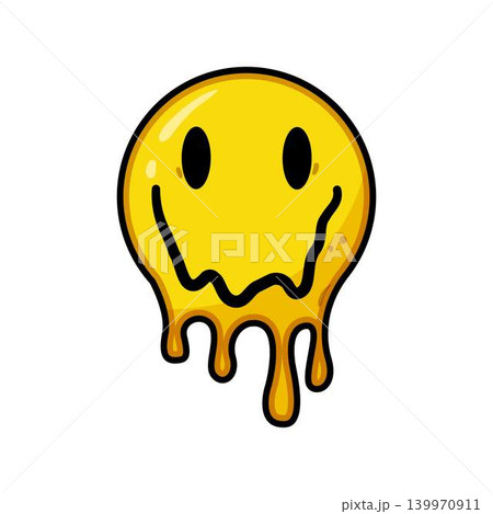 Melting happy face dripping yellow illustration 139970911