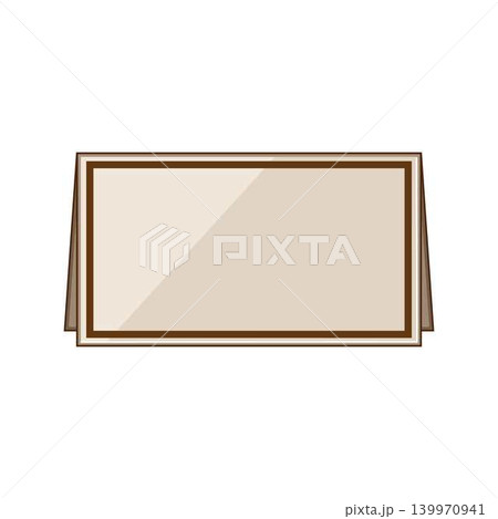 Blank brown place card standing at event table Blank brown place card standing at event table 139970941