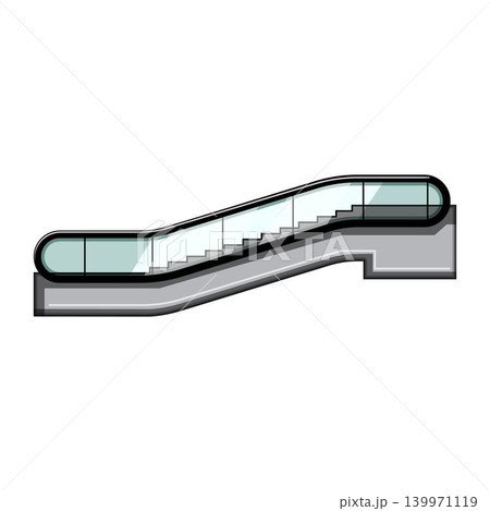 Escalator moving upwards in modern building interior 139971119