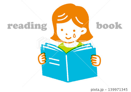 本を読む女の子のシンプルイラスト 表情 本を読む女の子のシンプルイラスト 表情 139971345