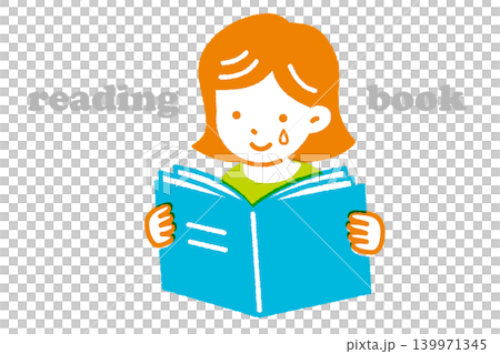 本を読む女の子のシンプルイラスト 表情 本を読む女の子のシンプルイラスト 表情 139971345