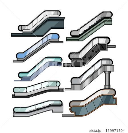 Escalator designs various types multiple moving staircases Escalator designs various types multiple moving staircases 139971504