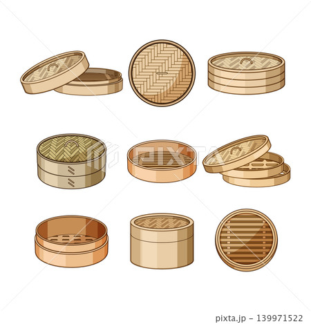 Bamboo steamer baskets for cooking different dim sum Bamboo steamer baskets for cooking different dim sum 139971522
