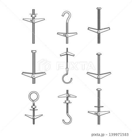 Toggle bolts and anchors for drywall fixing 139971583