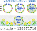 父の日デザイン素材集 黄色いバラ リース バナー 手描き風&刺繍風 父の日デザイン素材集 黄色いバラ リース バナー 手描き風&刺繍風 139971716