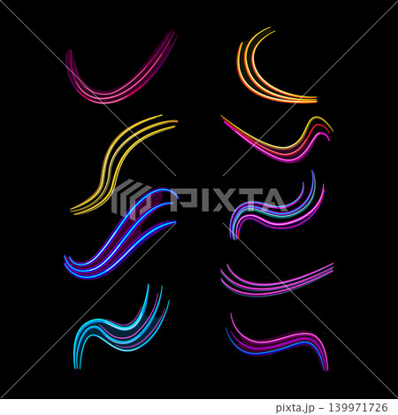 Abstract glowing neon light trails set design Abstract glowing neon light trails set design 139971726