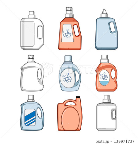 Laundry detergent bottle collection for cleaning supplies 139971737