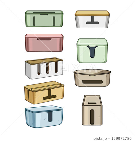 Cable organizer boxes managing home electronics clutter Cable organizer boxes managing home electronics clutter 139971786