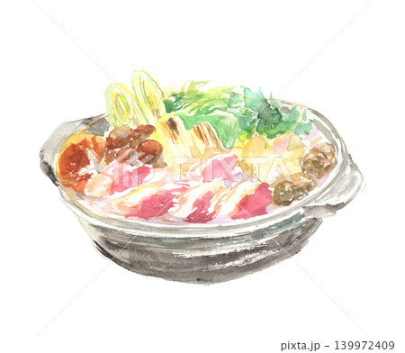 鴨鍋の水彩イラスト 139972409
