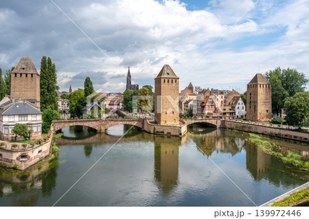 Ponts Couverts towers and canal in Strasbourg, France Ponts Couverts towers and canal in Strasbourg, France 139972446