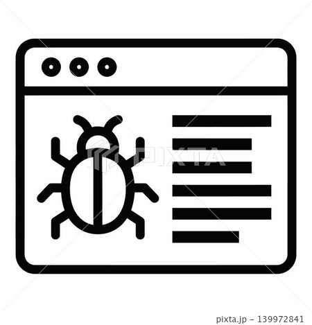 Bug icon in browser window with lines on transparent background Bug icon in browser window with lines on transparent background 139972841