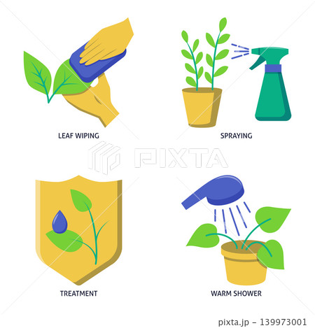 Washing and plant care flat icon set Washing and plant care flat icon set 139973001