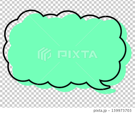 A simple speech bubble with misaligned lines, a long, thin cloud shape A simple speech bubble with misaligned lines, a long, thin cloud shape 139973703