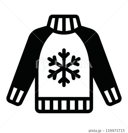 Black and white snowflake sweater icon Black and white snowflake sweater icon 139973715