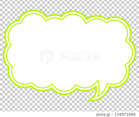 Simple colored line speech bubble, elongated cloud shape 139973998