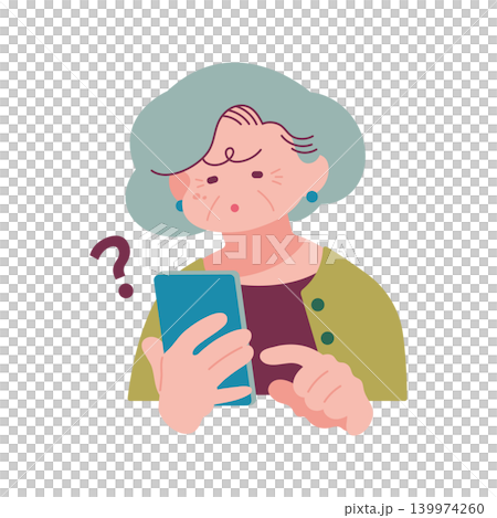 An elderly woman struggling with her smartphone An elderly woman struggling with her smartphone 139974260