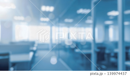 Blurred abstract background modern open space office interior corporate business empty desk workplace bright blue tone bokeh professional company design backdrop defocus light indoor room Blurred abstract background modern open space office interior corporate business empty desk workplace bright blue tone bokeh professional company design backdrop defocus light indoor room 139974437