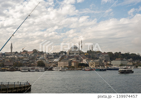 Suleymaniye Mosque cityscape with fishing rod 139974457