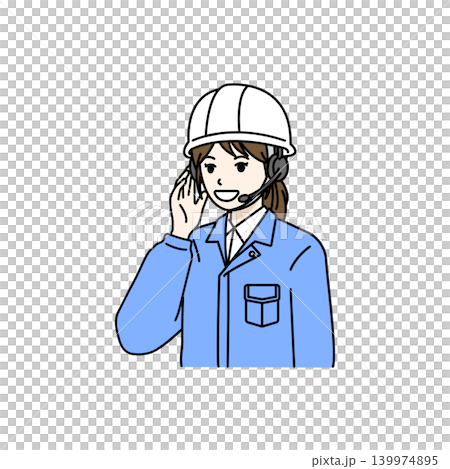 女性作業員 ヘルメット インカム 連絡 無線 報告 イラスト 女性作業員 ヘルメット インカム 連絡 無線 報告 イラスト 139974895