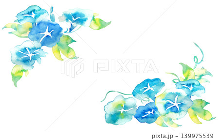 水彩画。水彩タッチの朝顔ベクターイラスト。夏の朝顔の背景素材。和風背景。暑中見舞い。 水彩画。水彩タッチの朝顔ベクターイラスト。夏の朝顔の背景素材。和風背景。暑中見舞い。 139975539