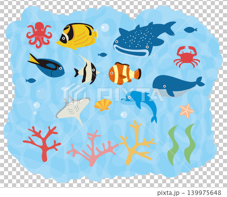 海の生き物　シンプル可愛い 139975648