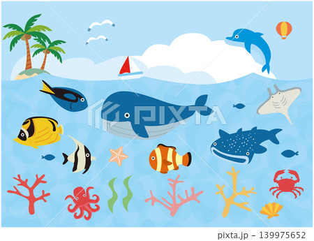 海の生き物 シンプル可愛い 海の生き物 シンプル可愛い 139975652