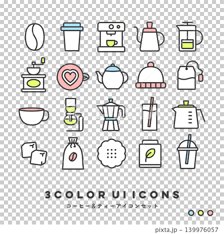 3-color icon set (coffee & tea) 3-color icon set (coffee & tea) 139976057